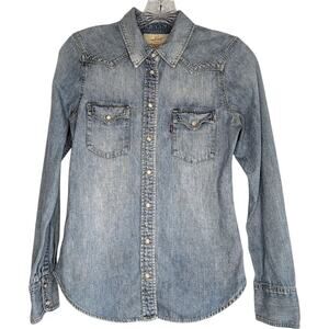 Levi's Red Label Blue Denim Snap Button Western Style Shirt, size XS